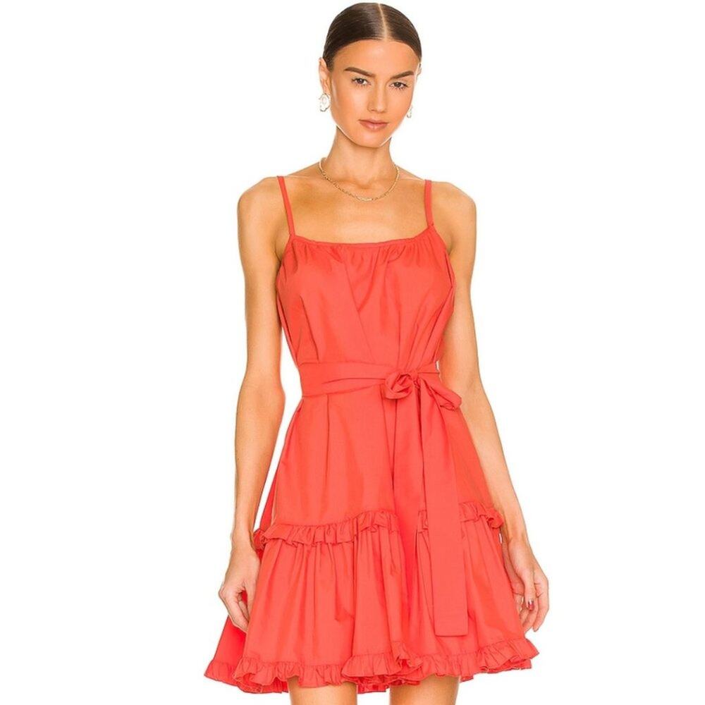 SELMACILEK Belt Detailed Poplin Mini Dress in Reddish Orange NWT SIze Sm…